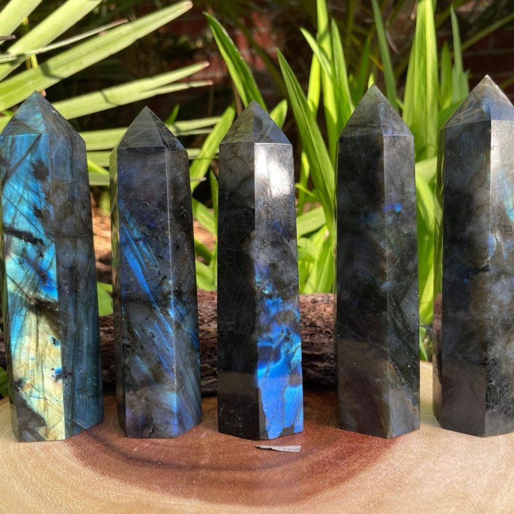 3 ~ 4'' Labradorite Point Stone Obelisk Galaxy Crystal Tower Wand Home Decor